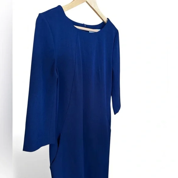 M.M. Lafleur The Etsuko Dress Navy Blue Sheath Size 10 (missing belt) - Picture 2 of 11